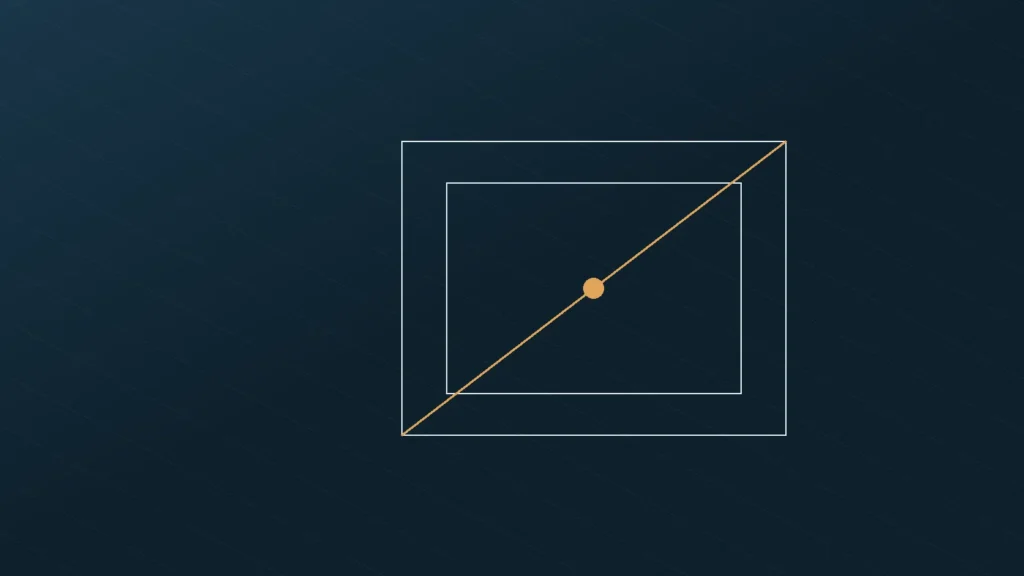 Abstract cover graphic of nested frames crossed by a diagonal, representing freehold title and residency in Dubai