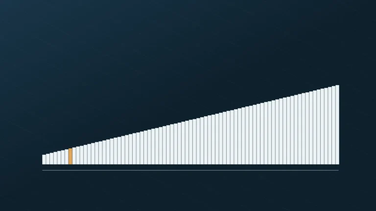 Abstract cover graphic showing eighty rising instalment bars, representing the Samana Portside one per cent monthly payment plan